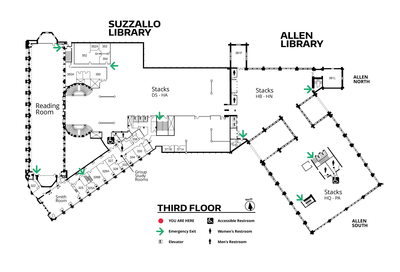 Suzzallo and Allen Third Floor Map