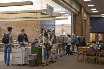 OUGL students at copiers and computers