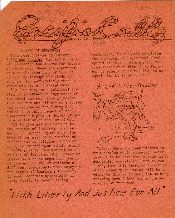 Page 1, Pacific Cable Vol. 1, No. 14 -- 18 Jan. 1943