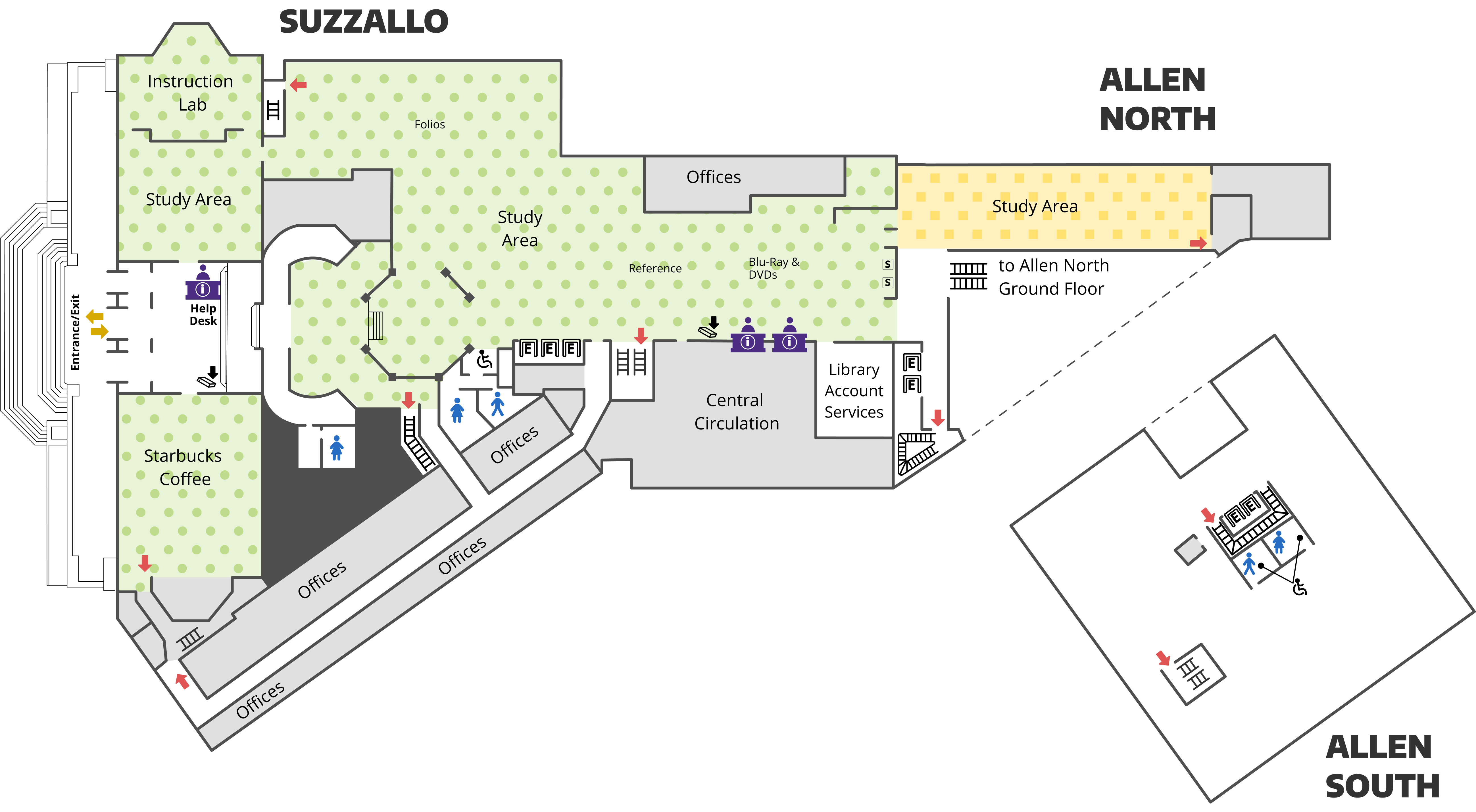 Suzzallo Allen first floor noise levels map